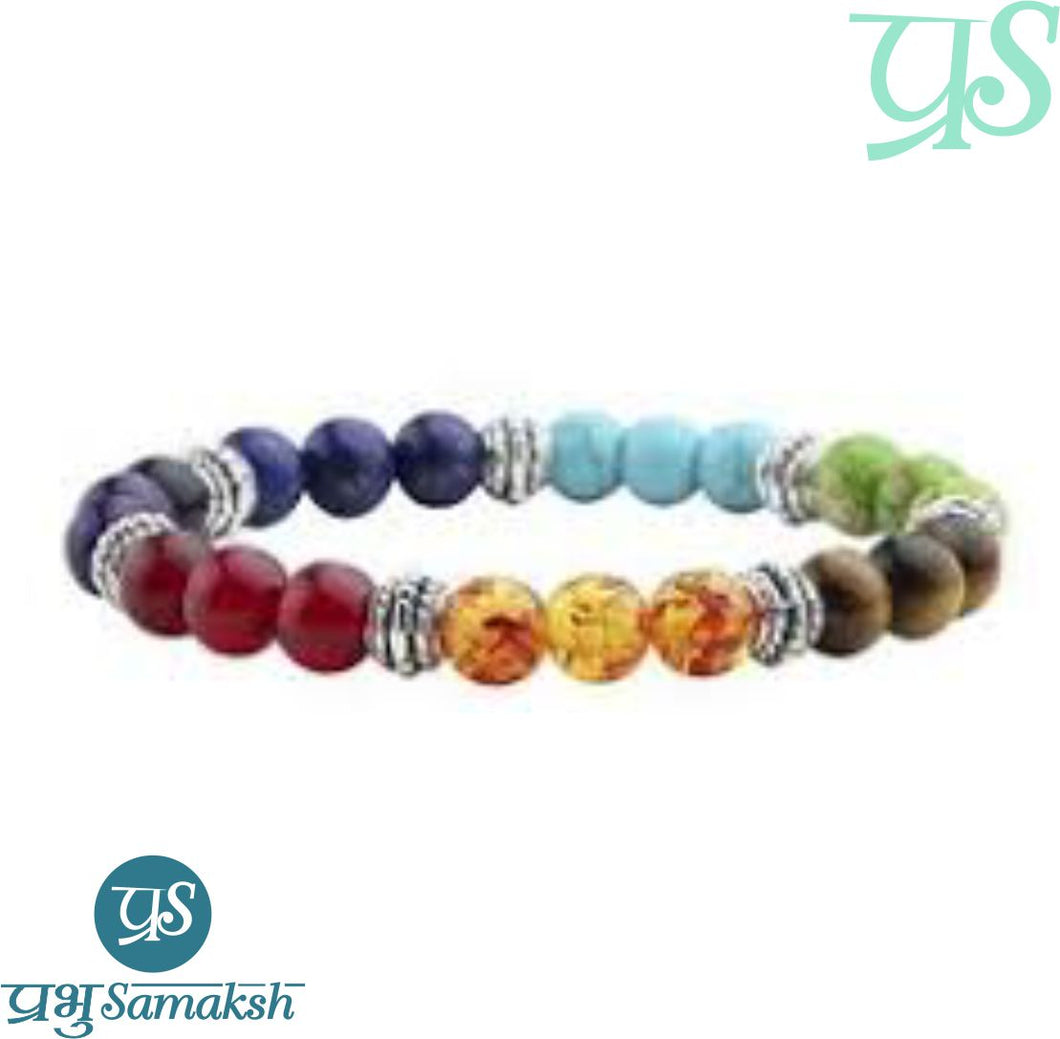 Buy Reiki Crystal Products Tiger Eye Bracelet, 7 Chakra Bracelet,  Combination Bracelet, Crystal Bracelet 8 mm Stone Bracelet with Hamsa Charm  Bracelet (Color : Multi) at Amazon.in